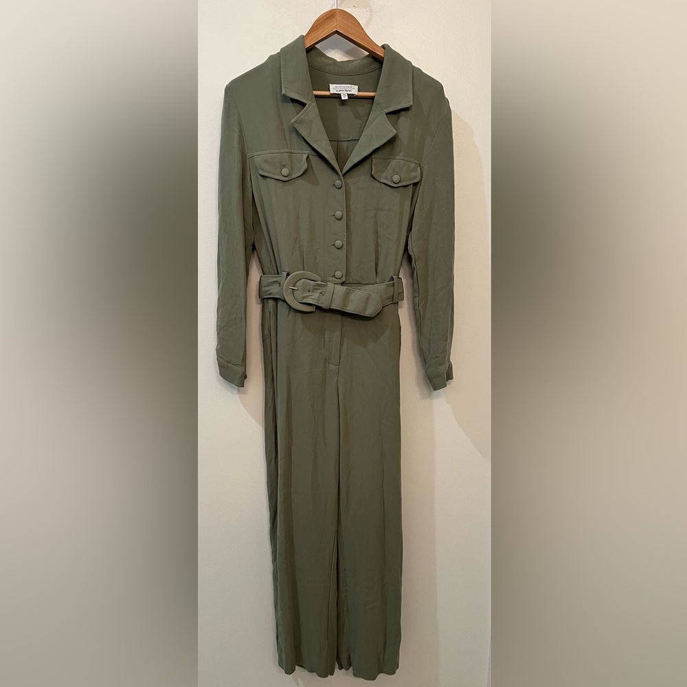 Los Ángeles Atelier Green Long-Sleeved Belted Jumpsuit SZ US 4 (EU 36)